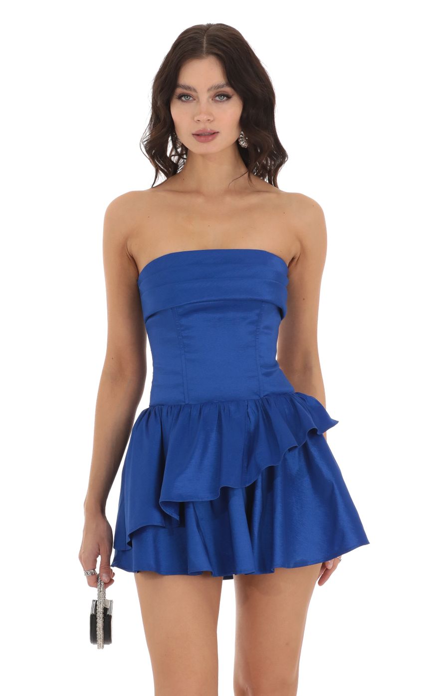 Corset Strapless Dress in Blue - luluinthesky