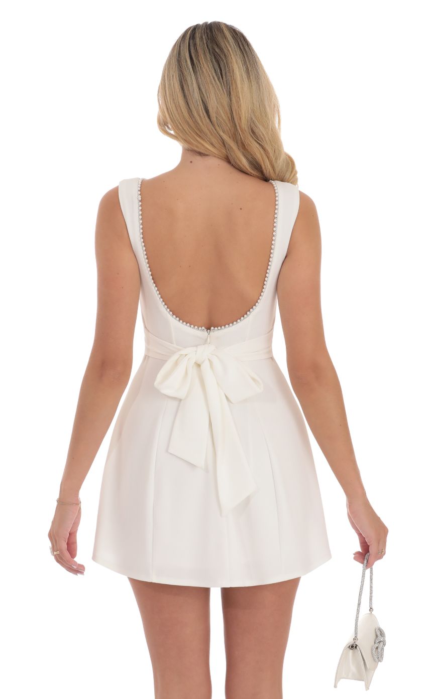 Pearl Open Back A-line Dress in White - luluinthesky
