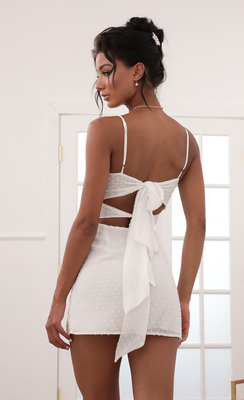 Front Twist Chiffon Dress in White - luluinthesky