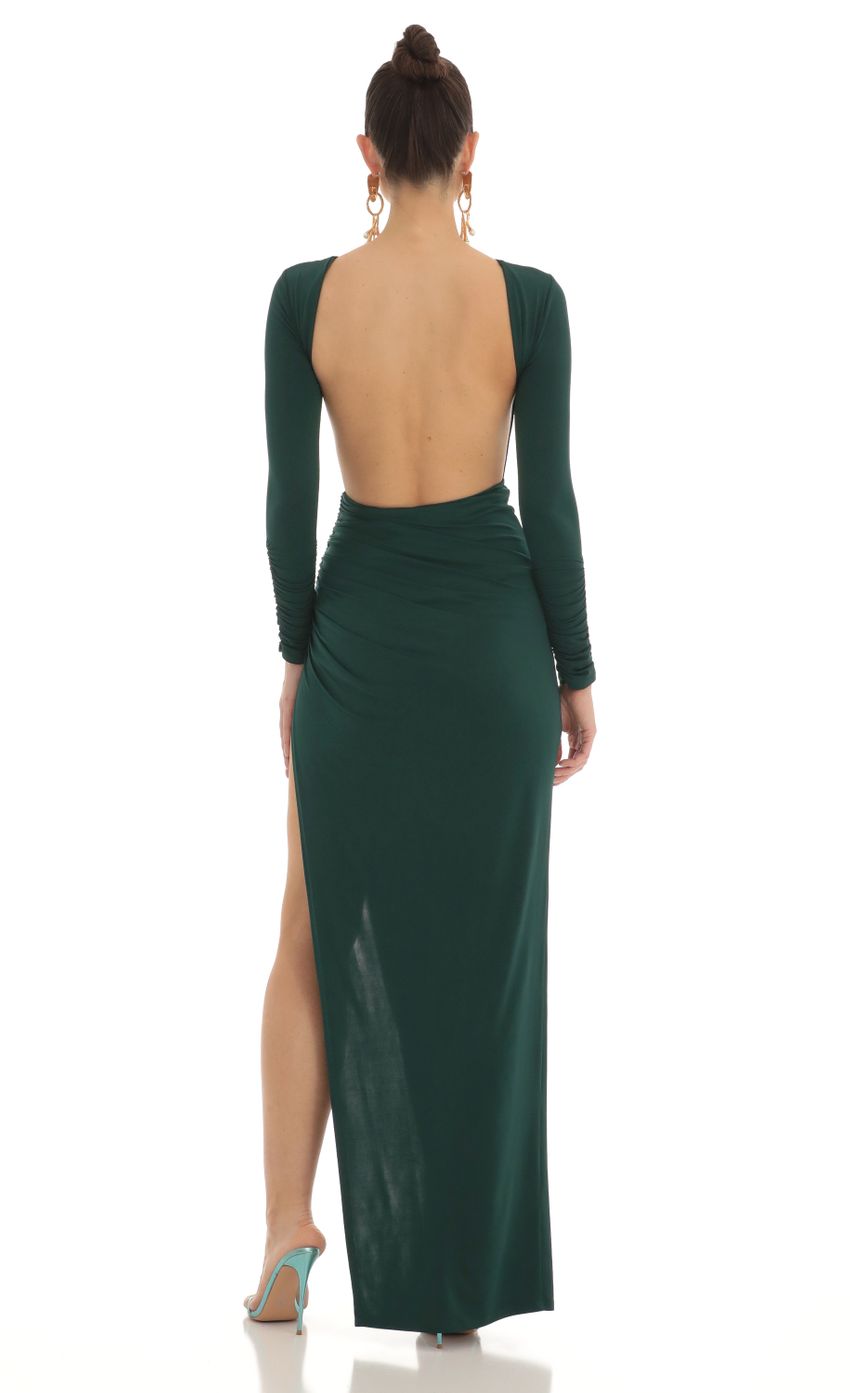 Open Back Maxi Dress in Green - luluinthesky