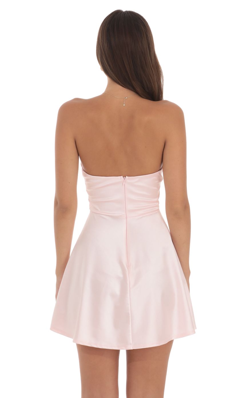 Satin Double Bow Cutout Dress in Pink - luluinthesky