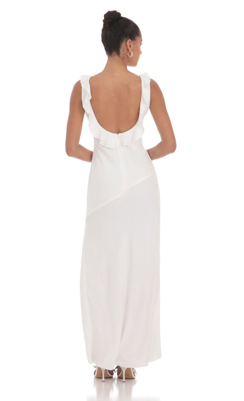 V-Neck Open Back Maxi Dress in White - luluinthesky