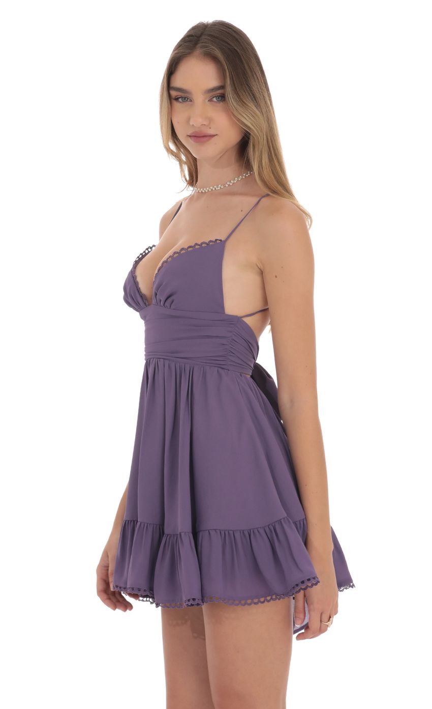 Chiffon V-Neck A-line Dress in Purple - luluinthesky