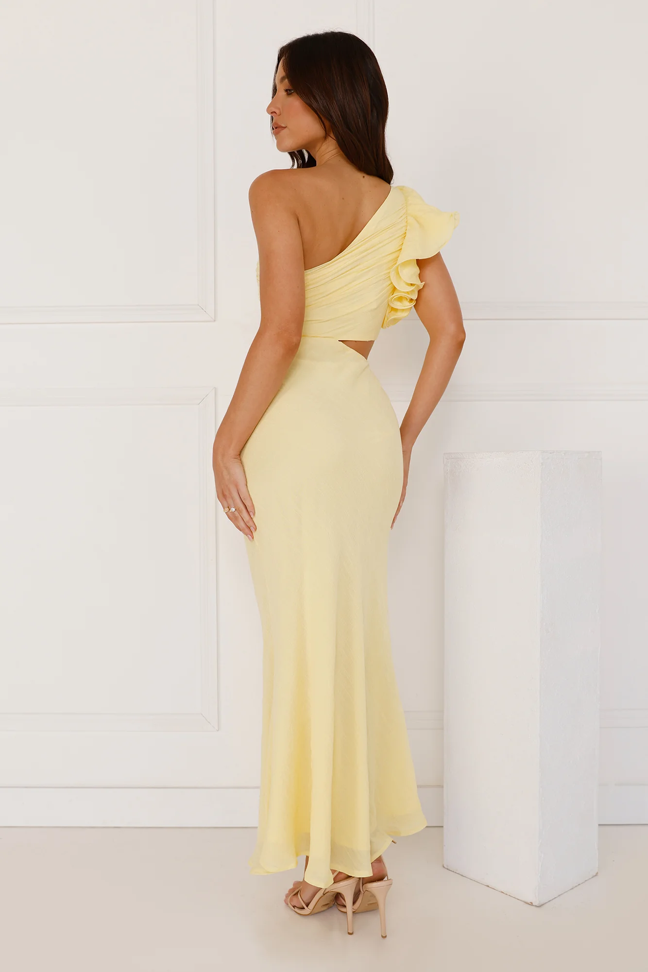 In These Moments One Shoulder Maxi Dress Yellow - luluinthesky