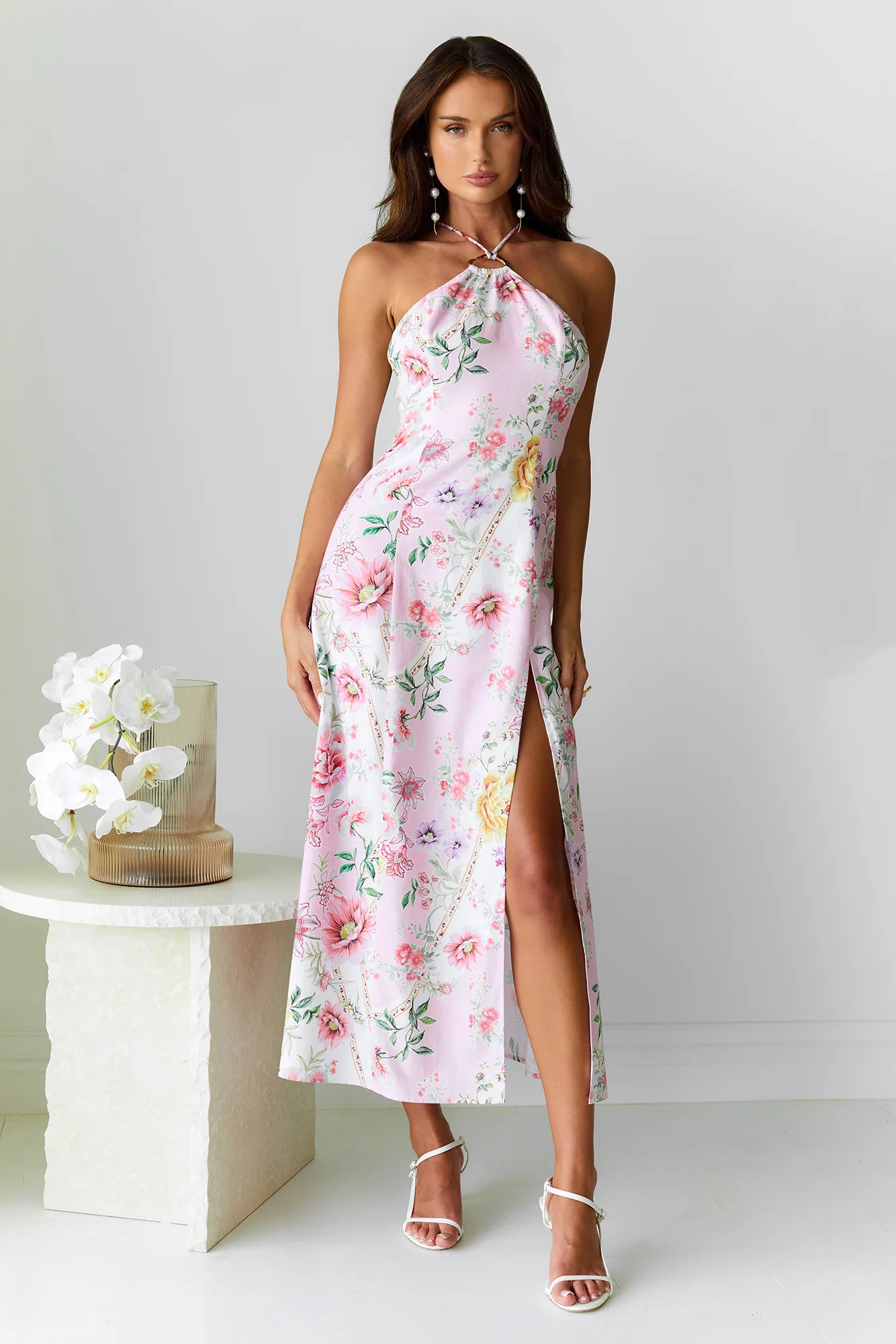 Sunset Dahlia Midi Dress Floral - luluinthesky