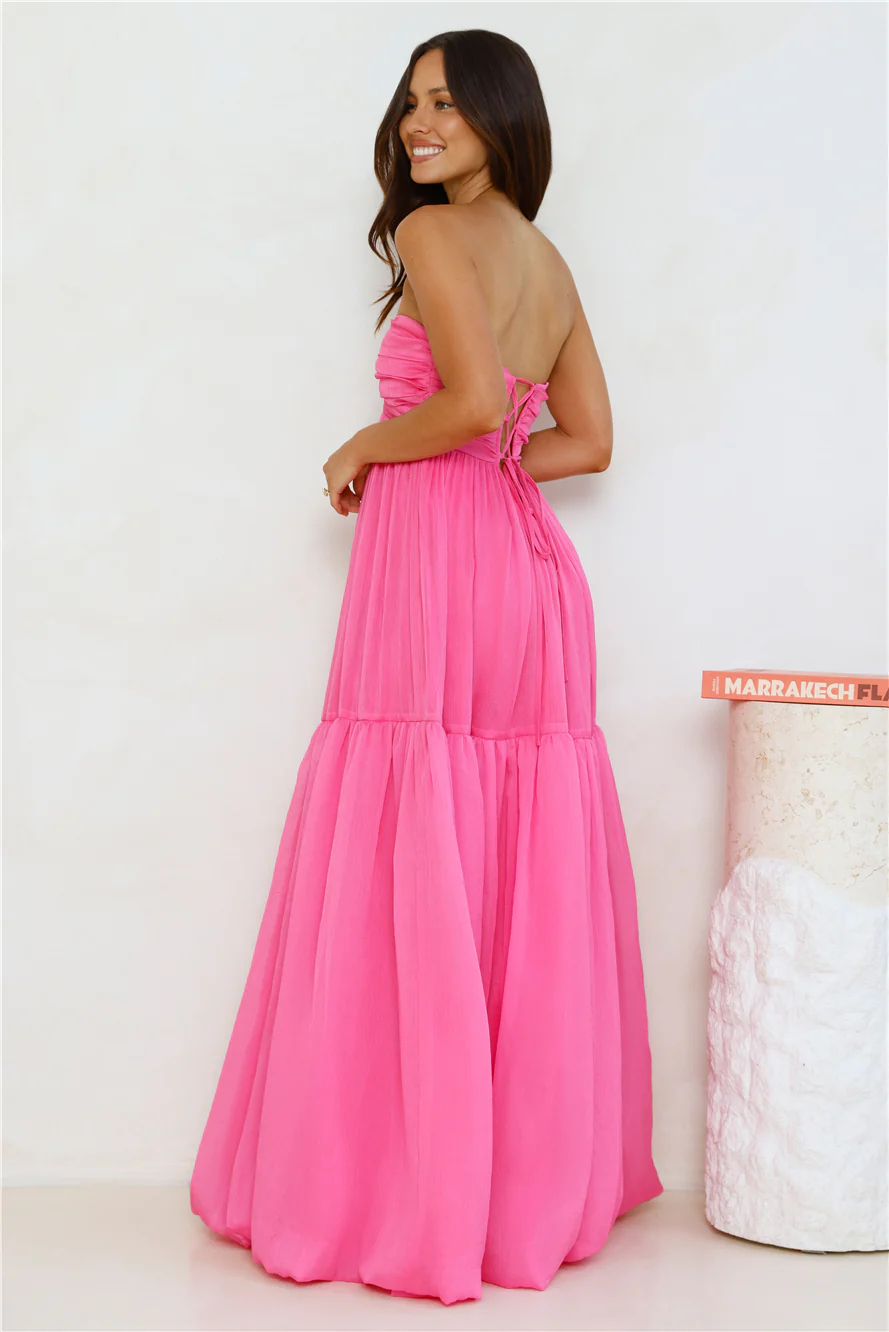 Unforgettable Style Strapless Maxi Dress Pink - luluinthesky