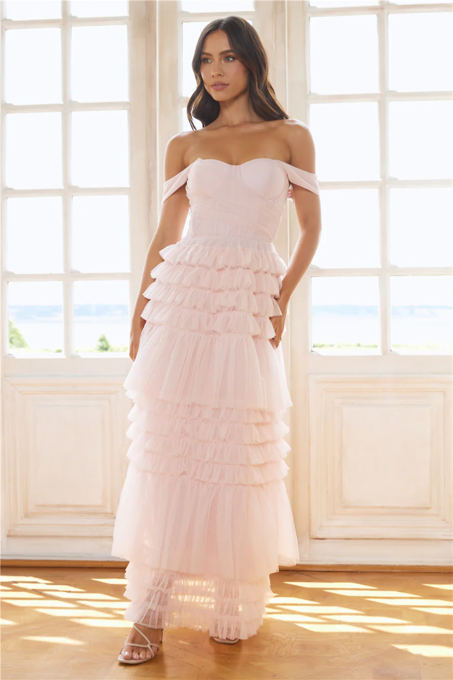 Princess Of Dreams Tulle Maxi Dress Pink - luluinthesky