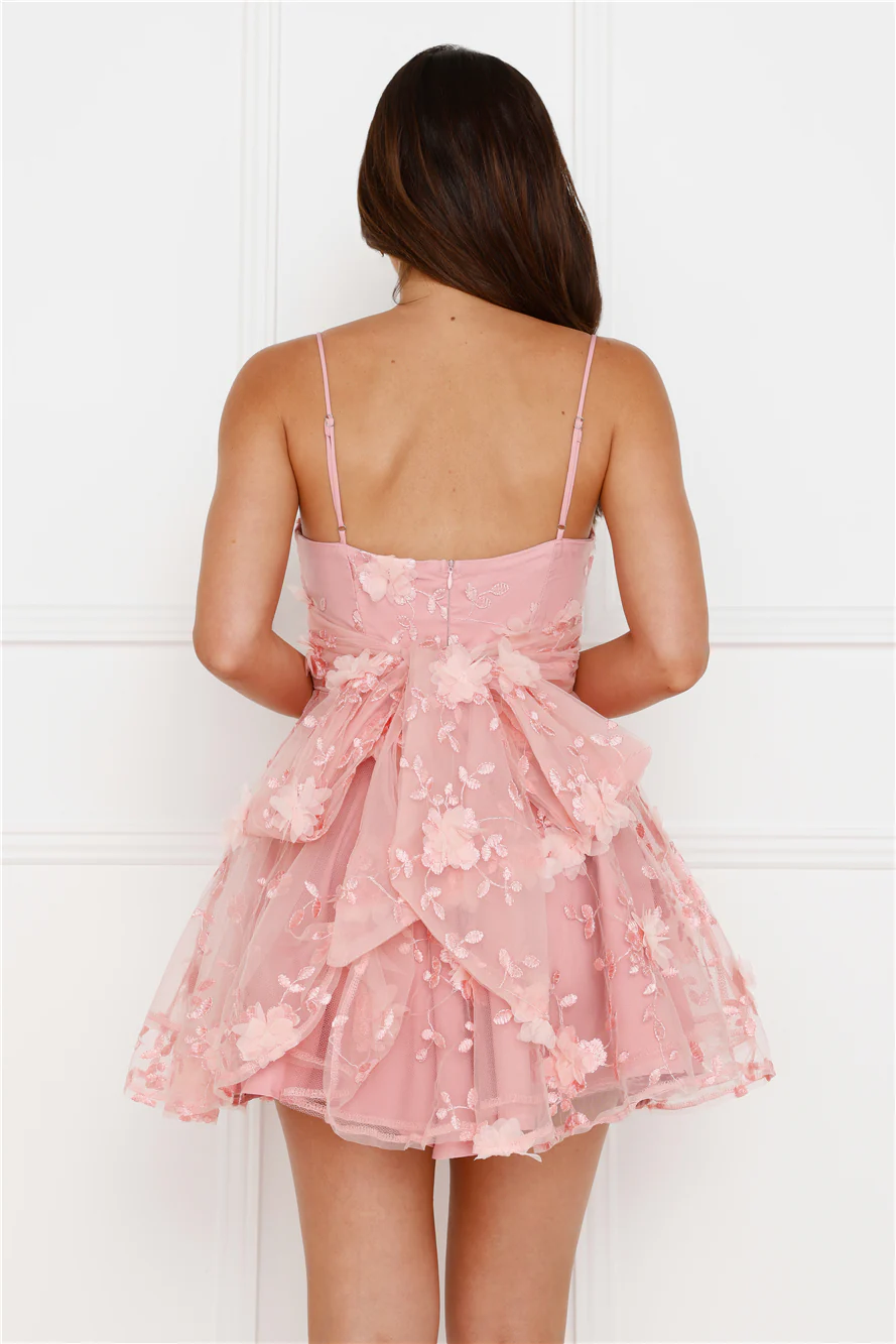 Ethereal Blossom Mini Dress Pink - luluinthesky