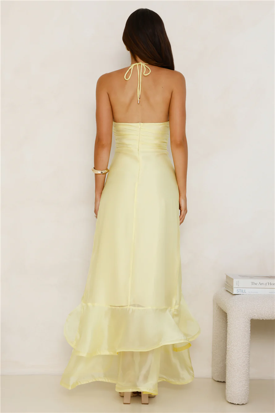 Full Of Energy Halter Maxi Dress Yellow - luluinthesky