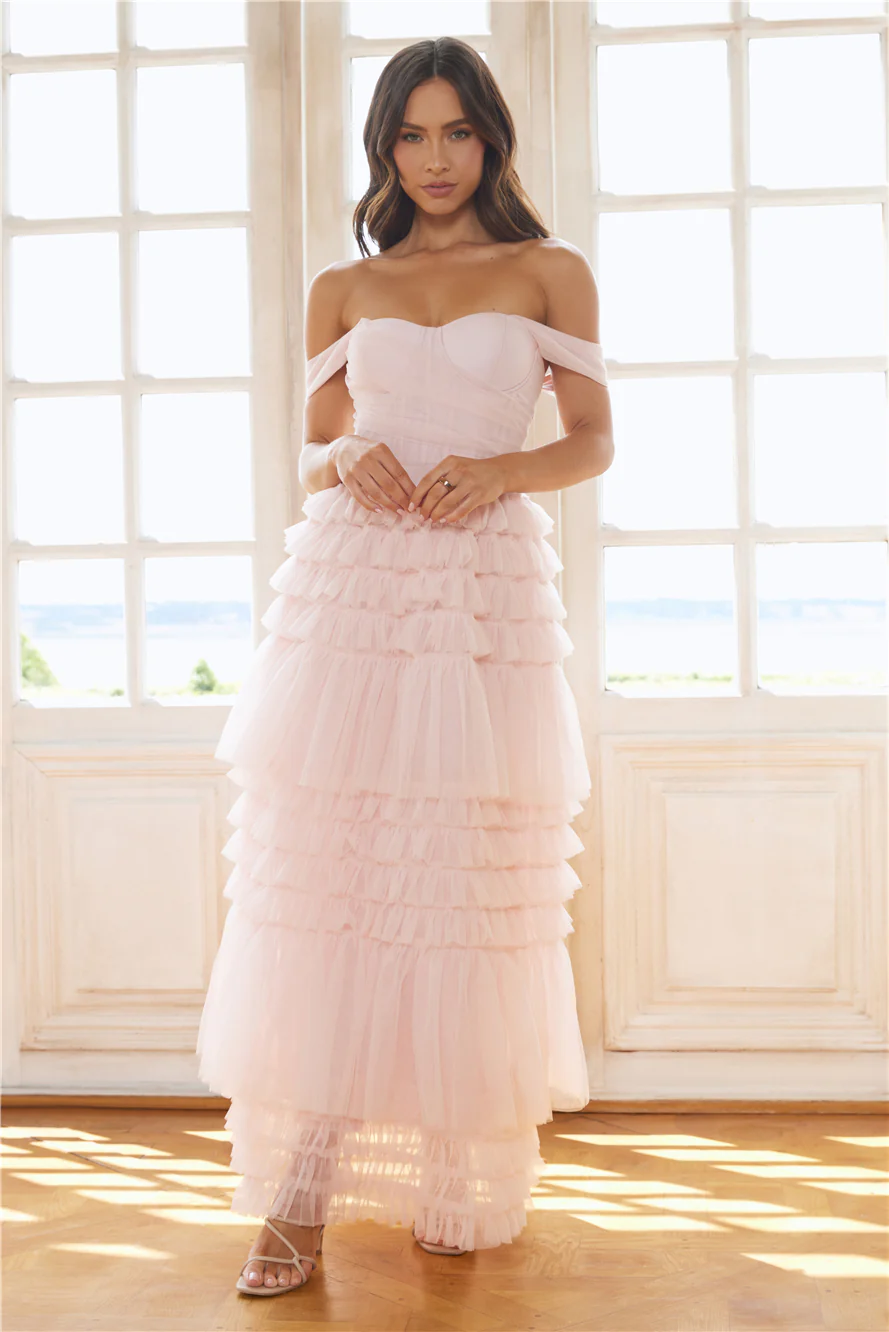 Princess Of Dreams Tulle Maxi Dress Pink - luluinthesky