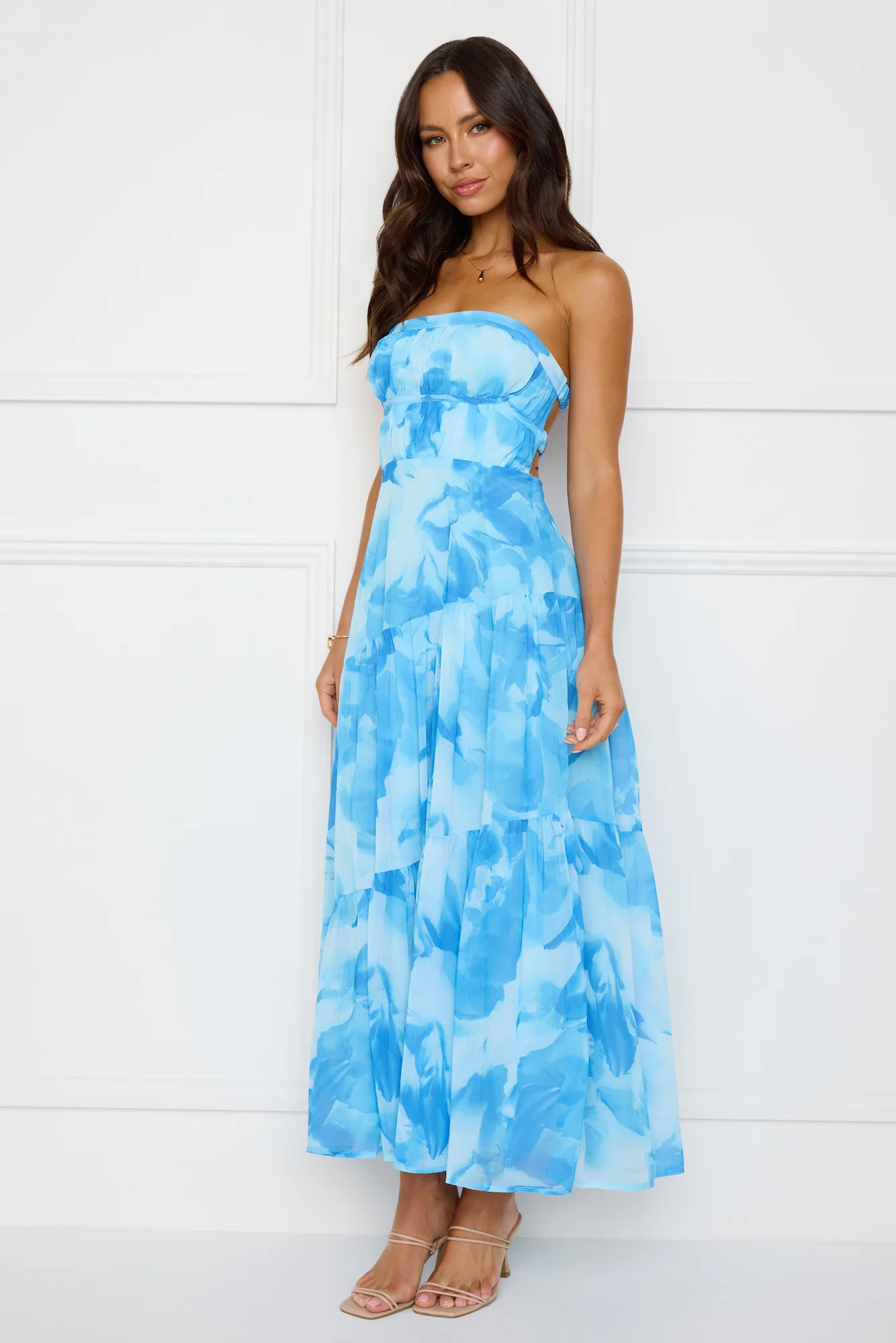 Azure Allure Strapless Maxi Dress Blue - luluinthesky