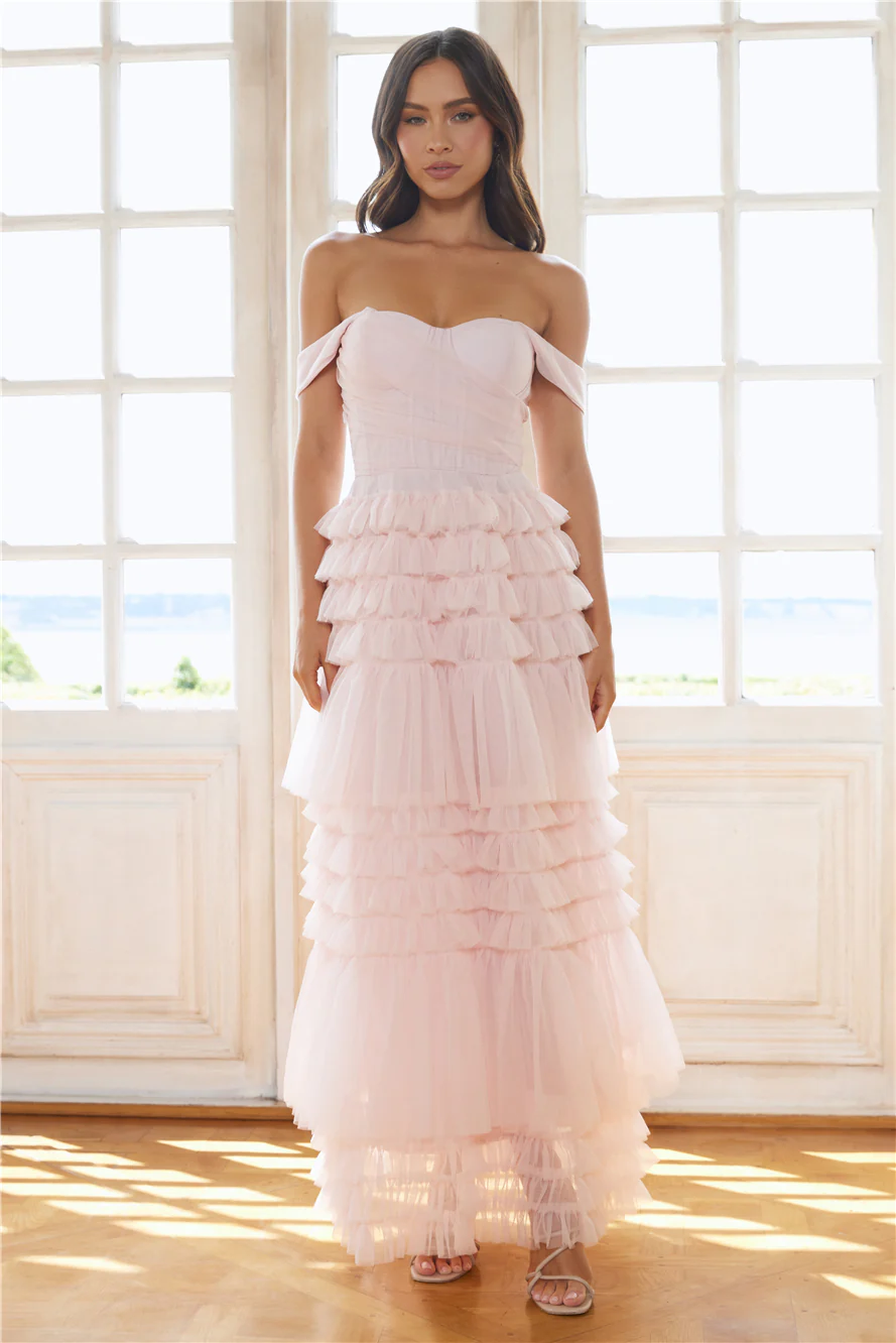 Princess Of Dreams Tulle Maxi Dress Pink - luluinthesky