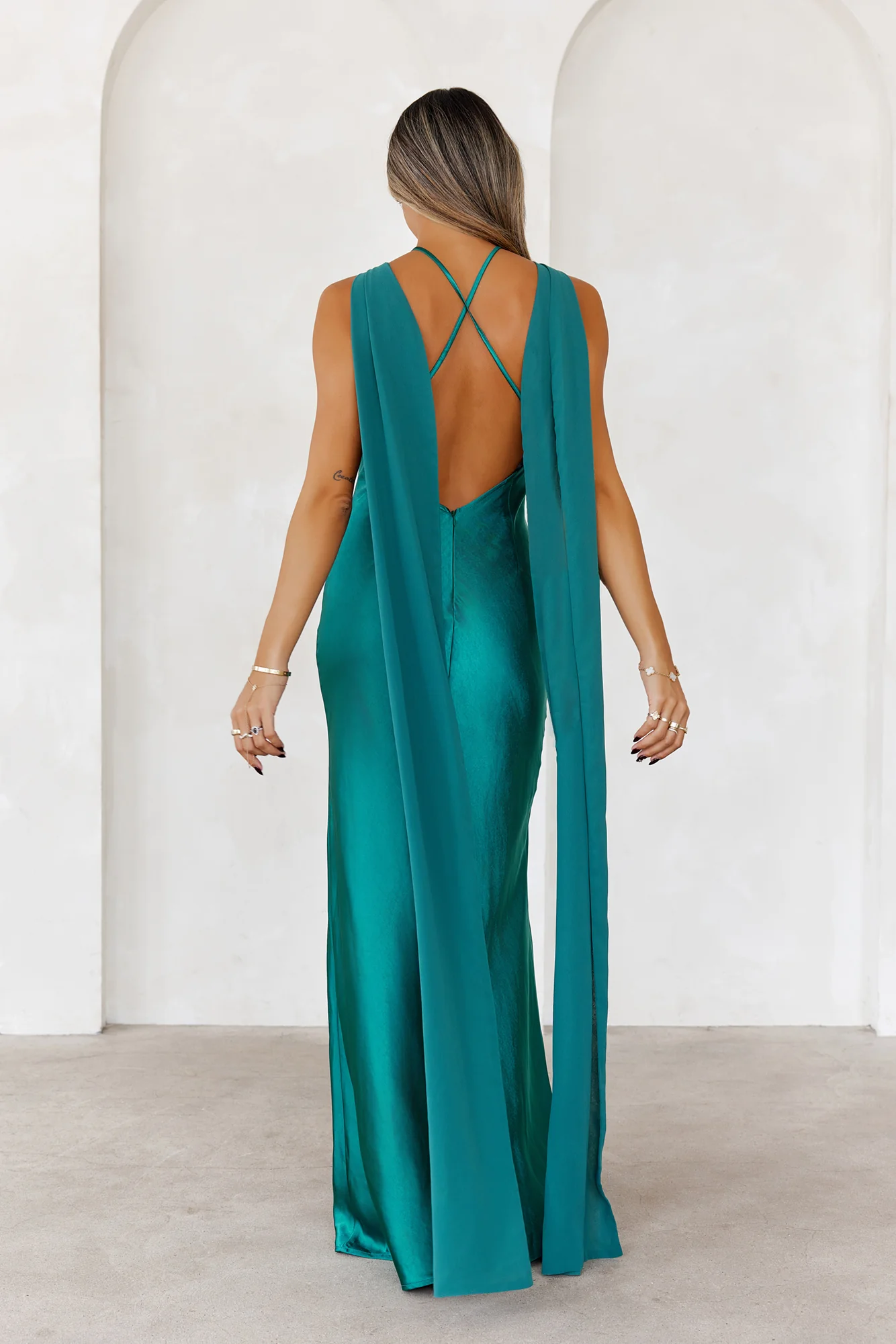 Golden Empress Satin Maxi Dress Green - luluinthesky