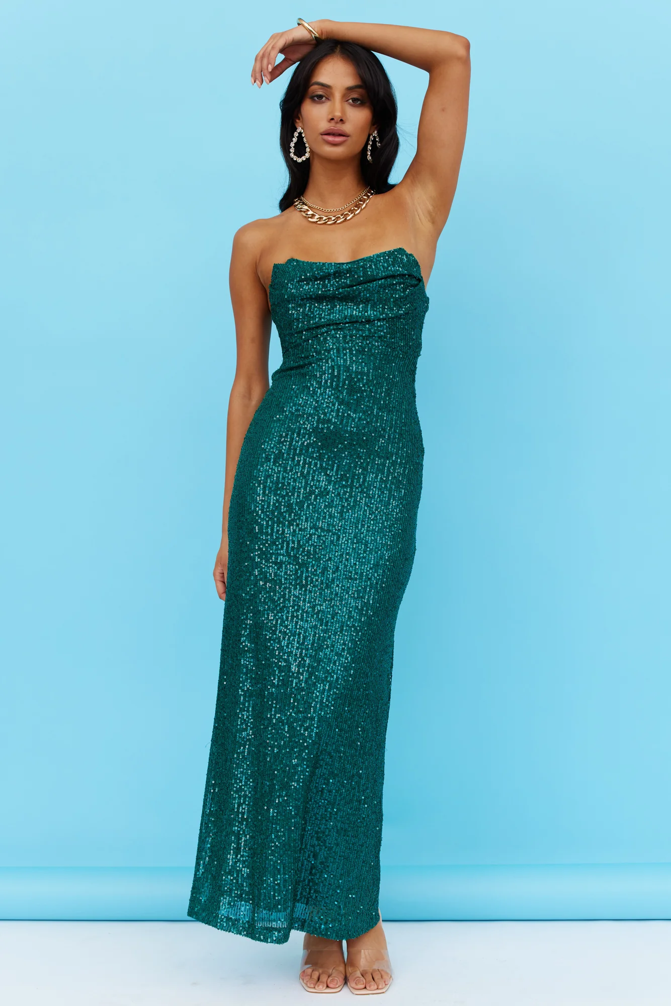 Finest Words Maxi Dress Green Sequin - luluinthesky