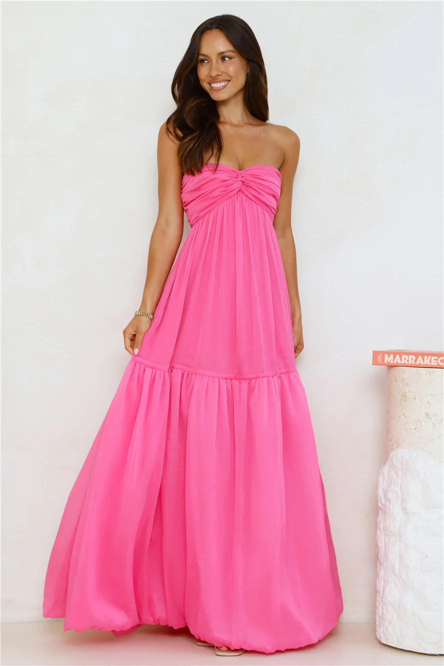 Unforgettable Style Strapless Maxi Dress Pink - luluinthesky