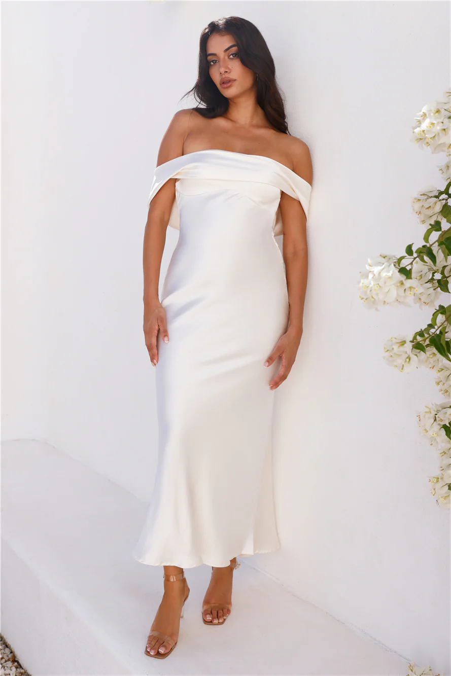 Precious Pearl Satin Maxi Dress Champagne - luluinthesky