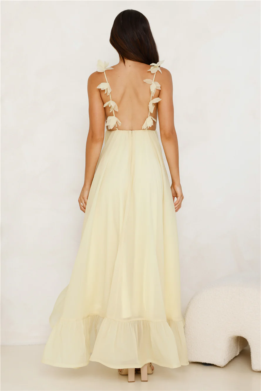 Floating On Florals Maxi Dress Yellow - luluinthesky