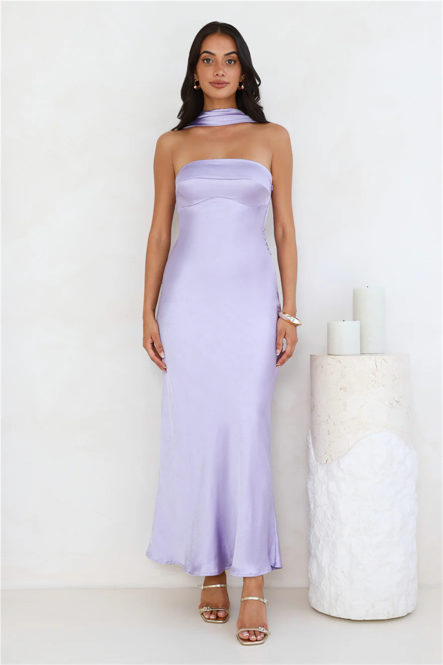 Precious Pearl Satin Maxi Dress Lilac - luluinthesky