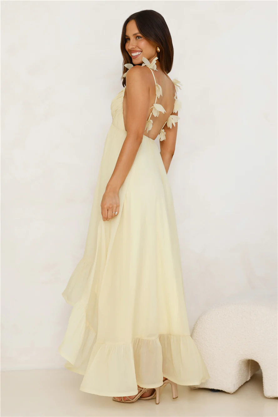 Floating On Florals Maxi Dress Yellow - luluinthesky