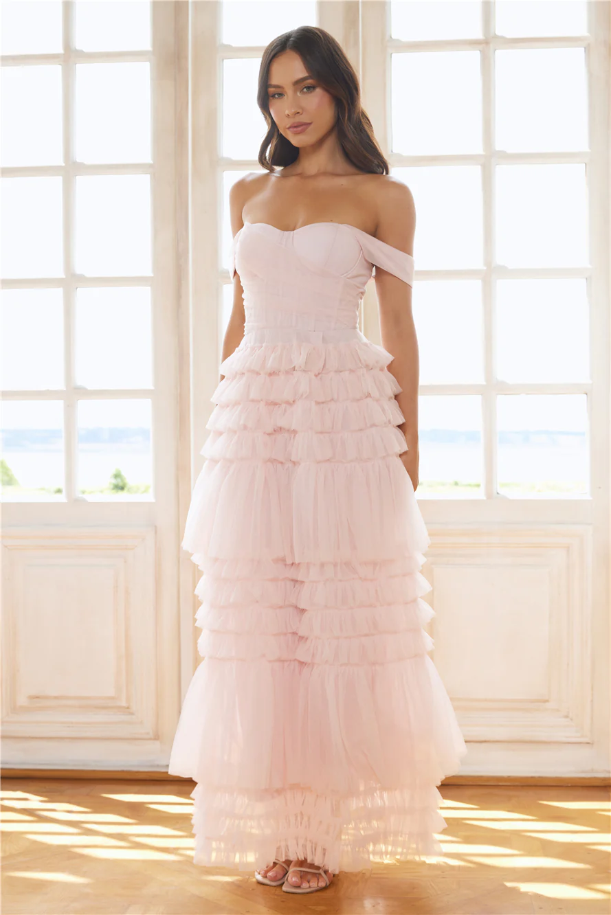 Princess Of Dreams Tulle Maxi Dress Pink - luluinthesky