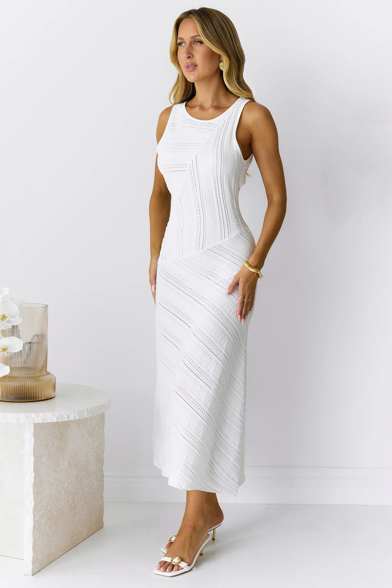 Island Of Moonflowers Midi Dress White - luluinthesky