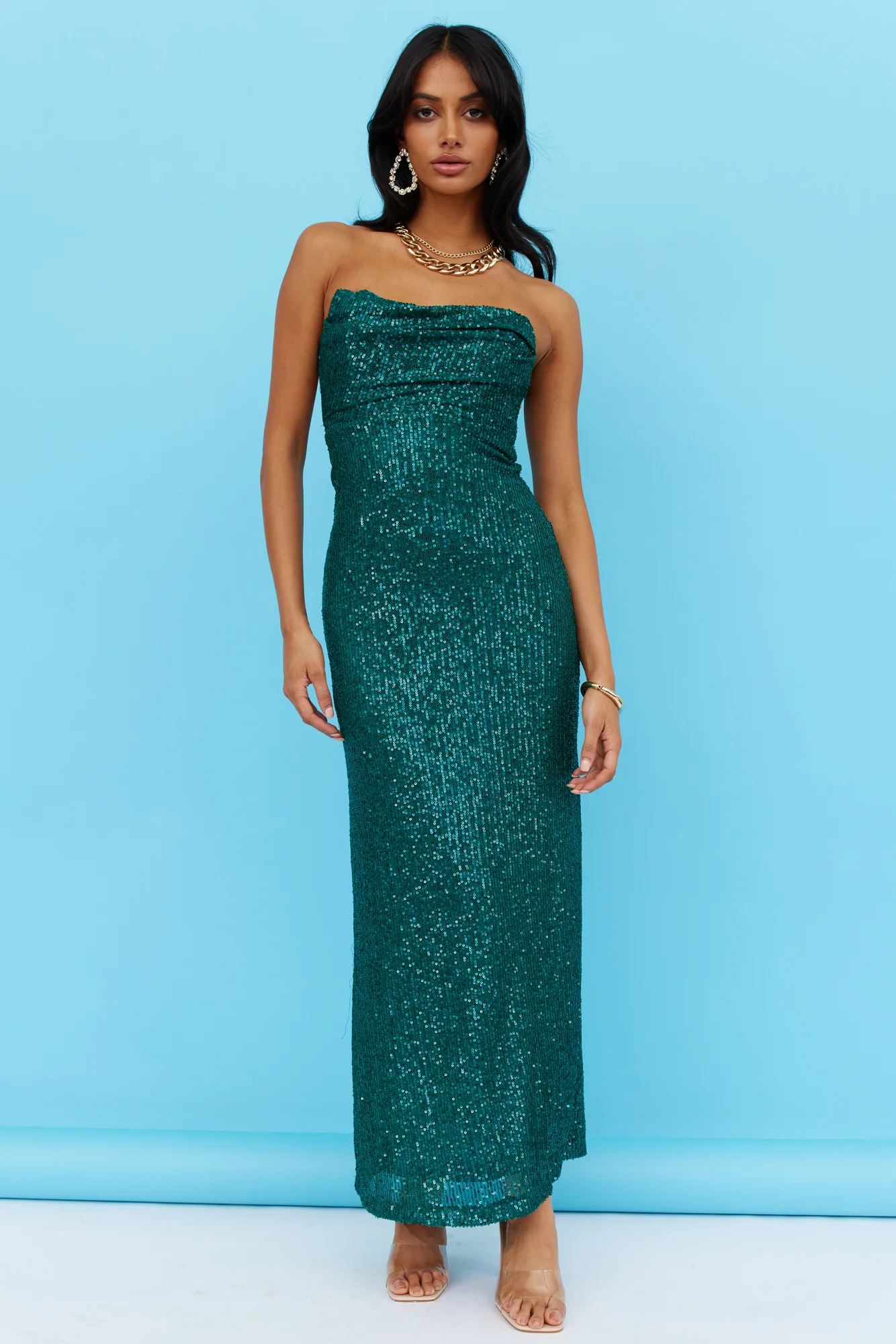 Finest Words Maxi Dress Green Sequin - luluinthesky
