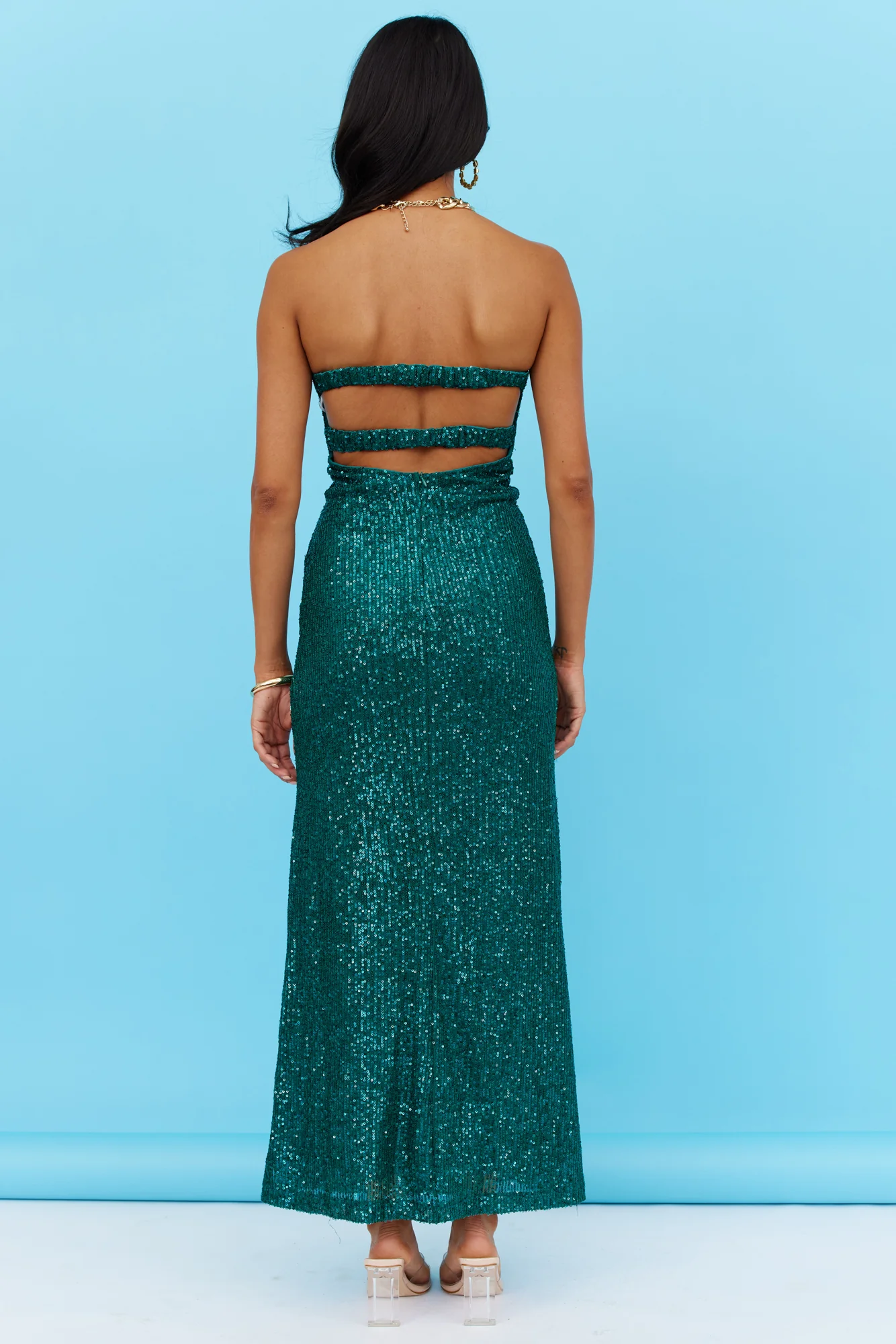 Finest Words Maxi Dress Green Sequin - luluinthesky