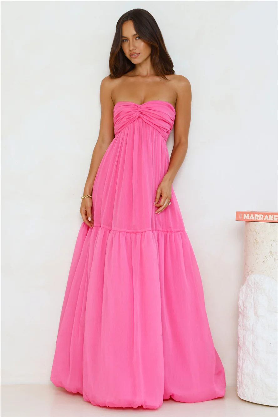 Unforgettable Style Strapless Maxi Dress Pink - luluinthesky