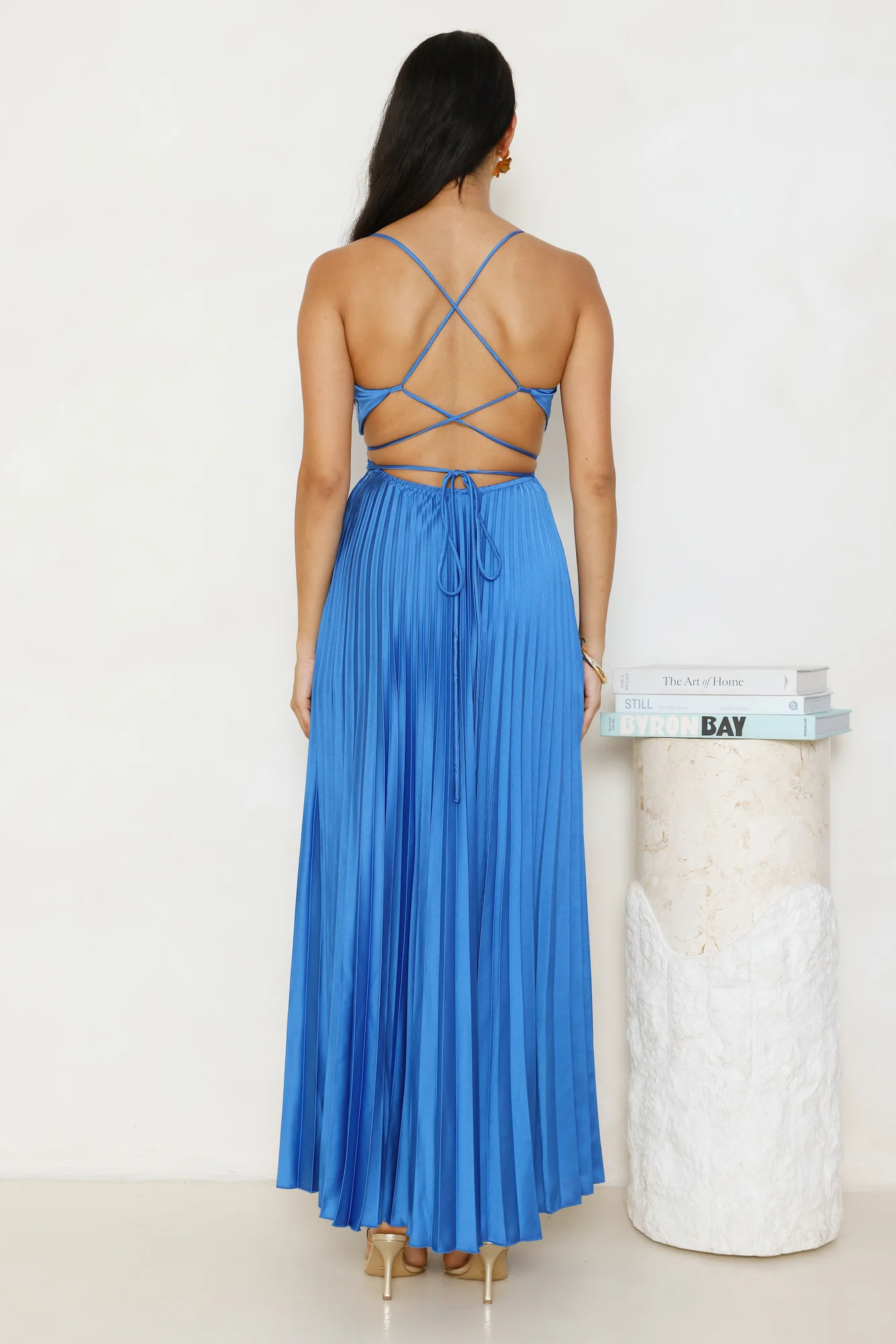 Solara Satin Maxi Dress Blue - luluinthesky