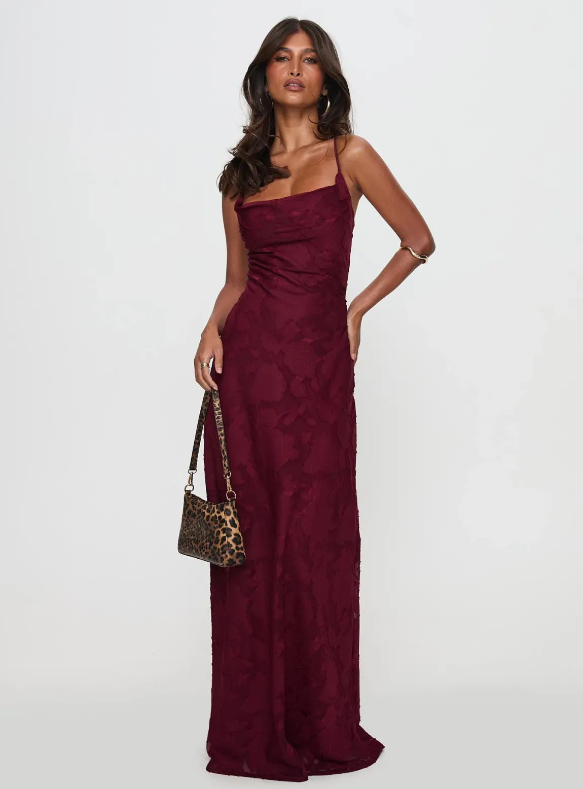 Celena Maxi Dress Burgundy Burnout - luluinthesky