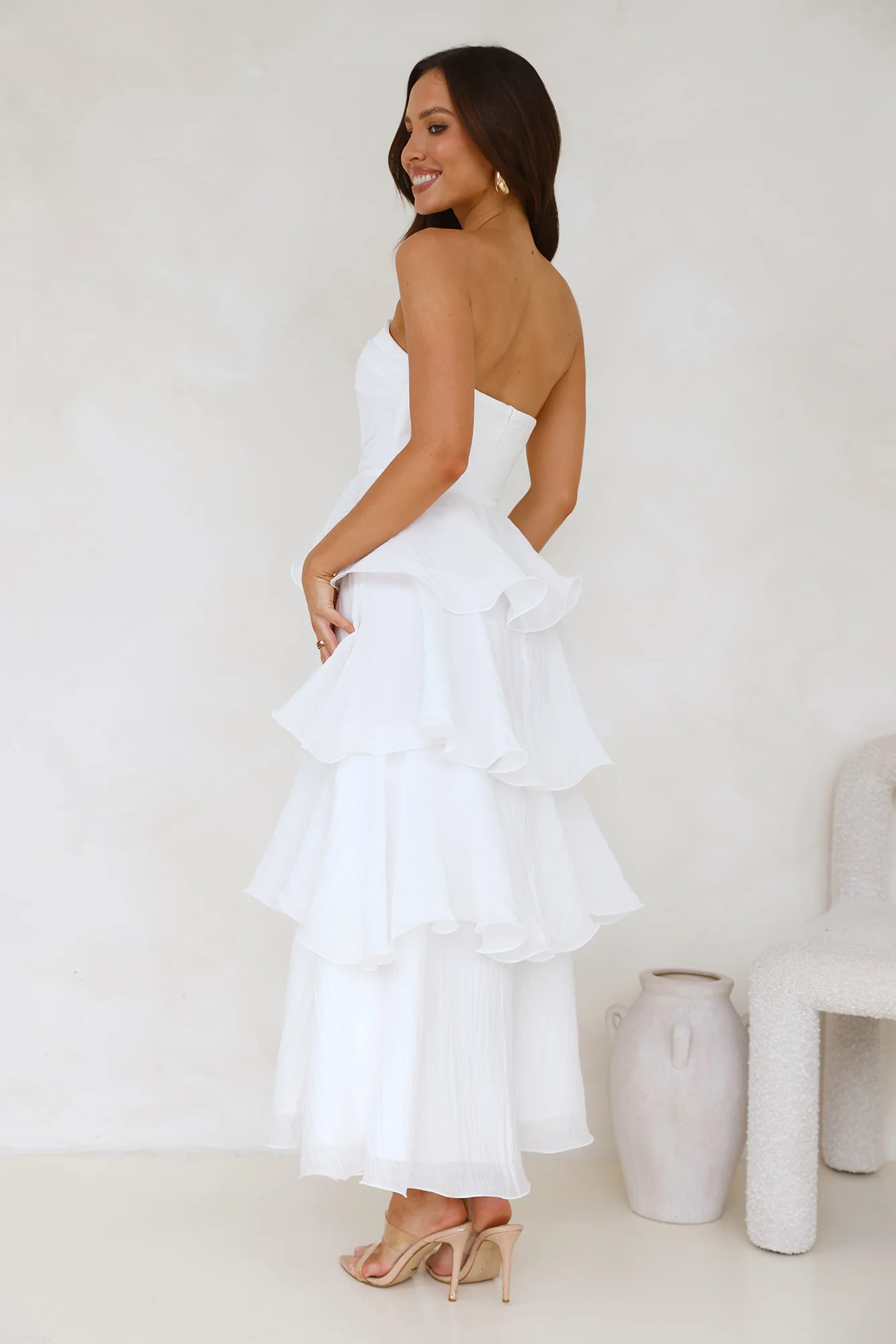 Wedding Adventure Strapless Maxi Dress White - luluinthesky