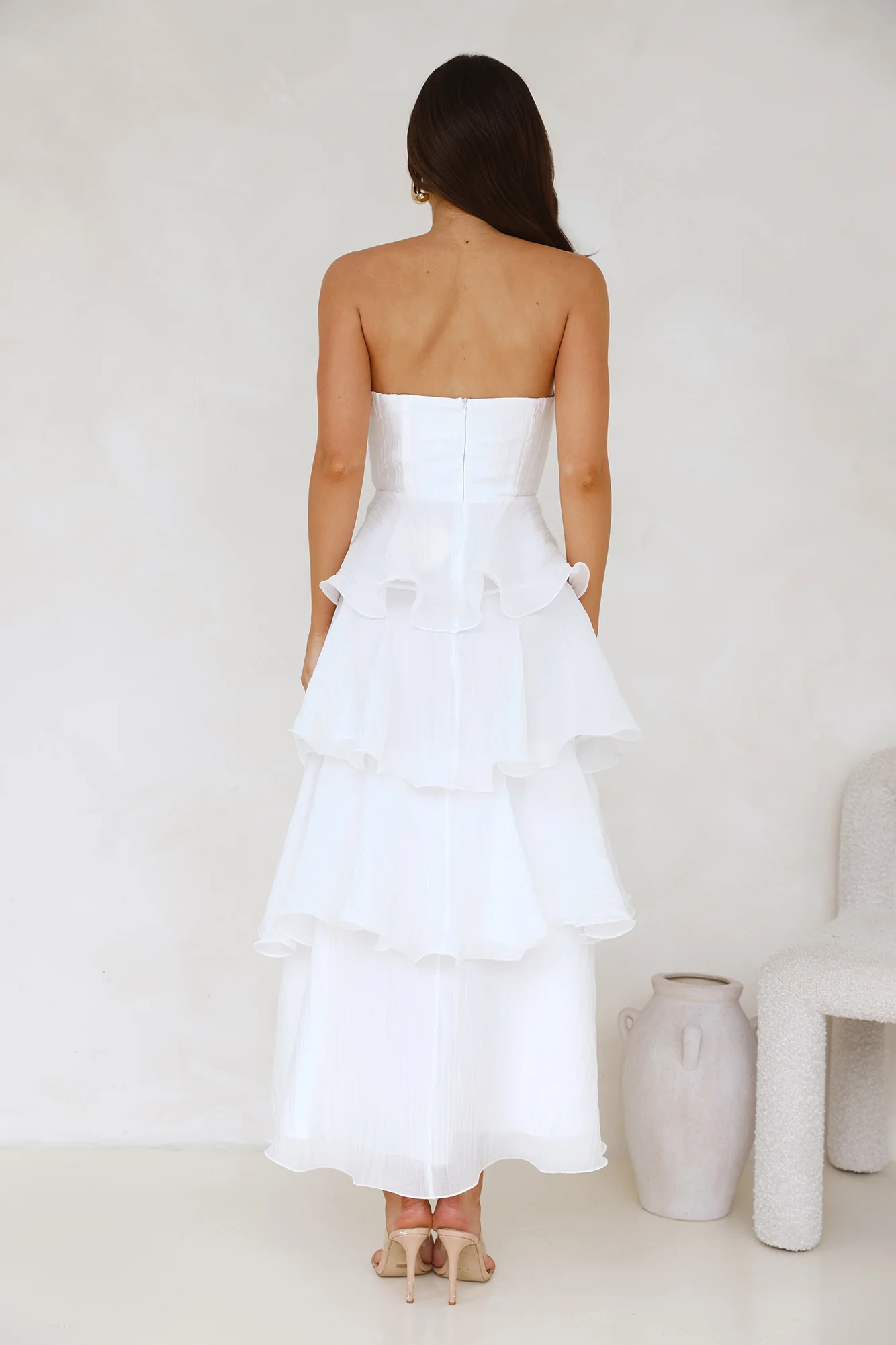 Wedding Adventure Strapless Maxi Dress White - luluinthesky