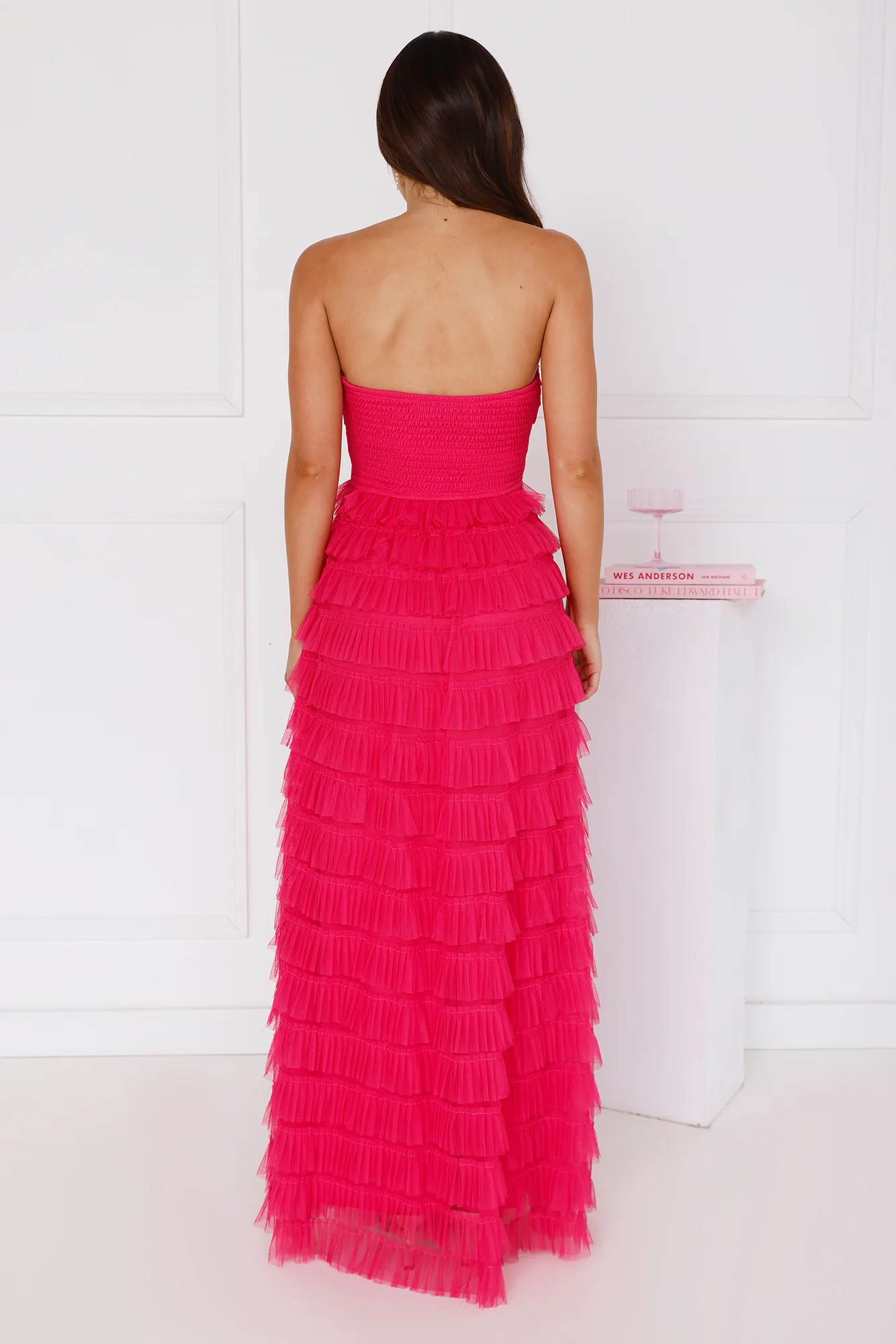 Lovers In Paris Strapless Tulle Maxi Dress Hot Pink - luluinthesky