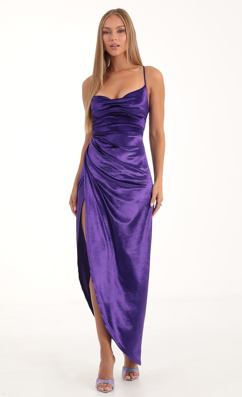 Velvet Luxe Maxi Dress in Purple - luluinthesky