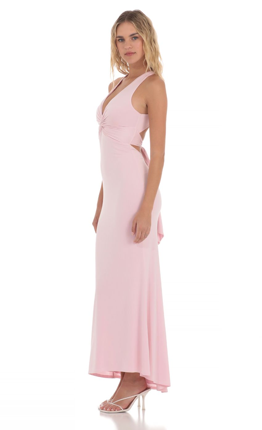 Twist V-Neck Maxi Dress in Pink - luluinthesky