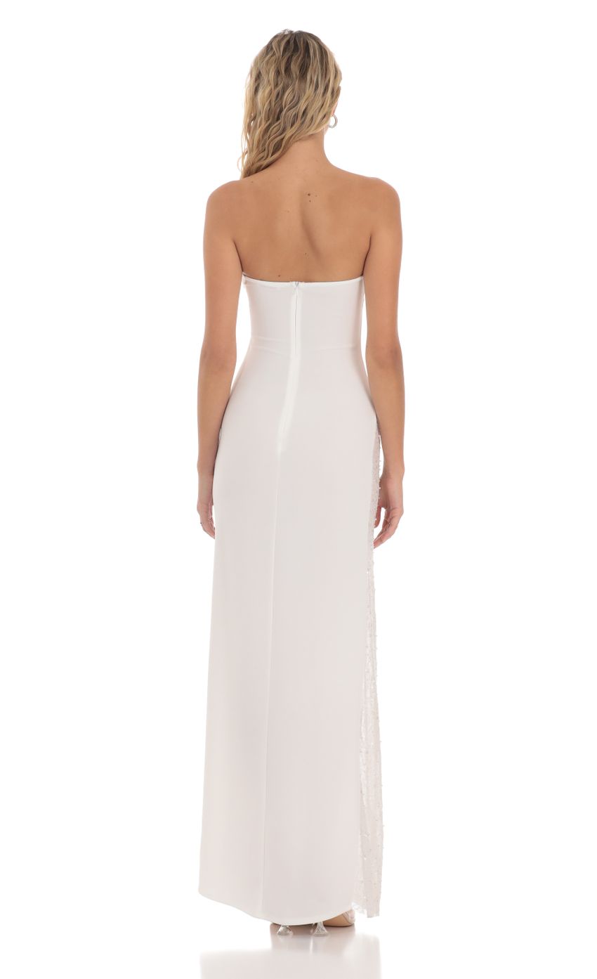 Strapless Mesh Sequin Slit in White - luluinthesky