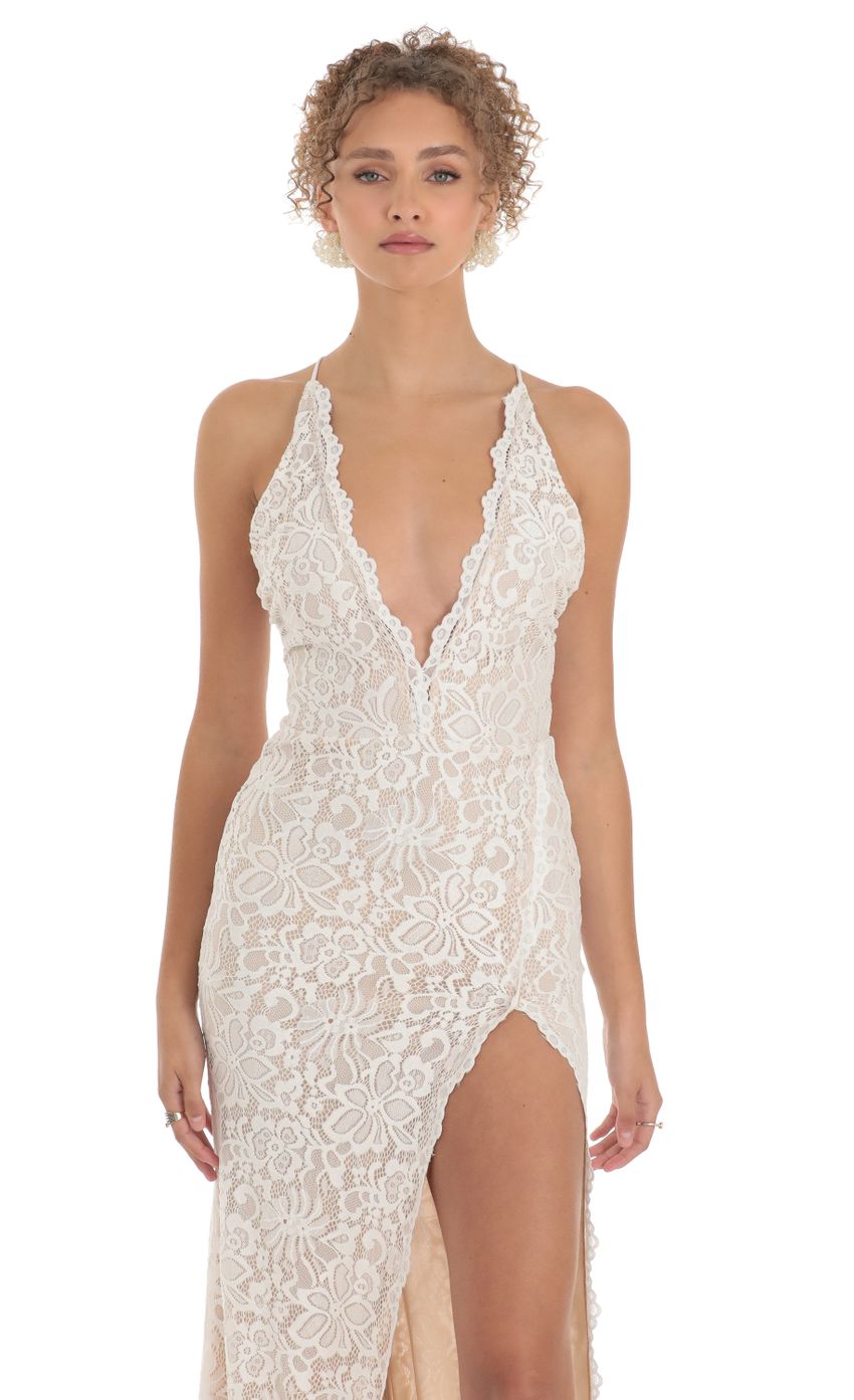 Lace Maxi Dress in White - luluinthesky