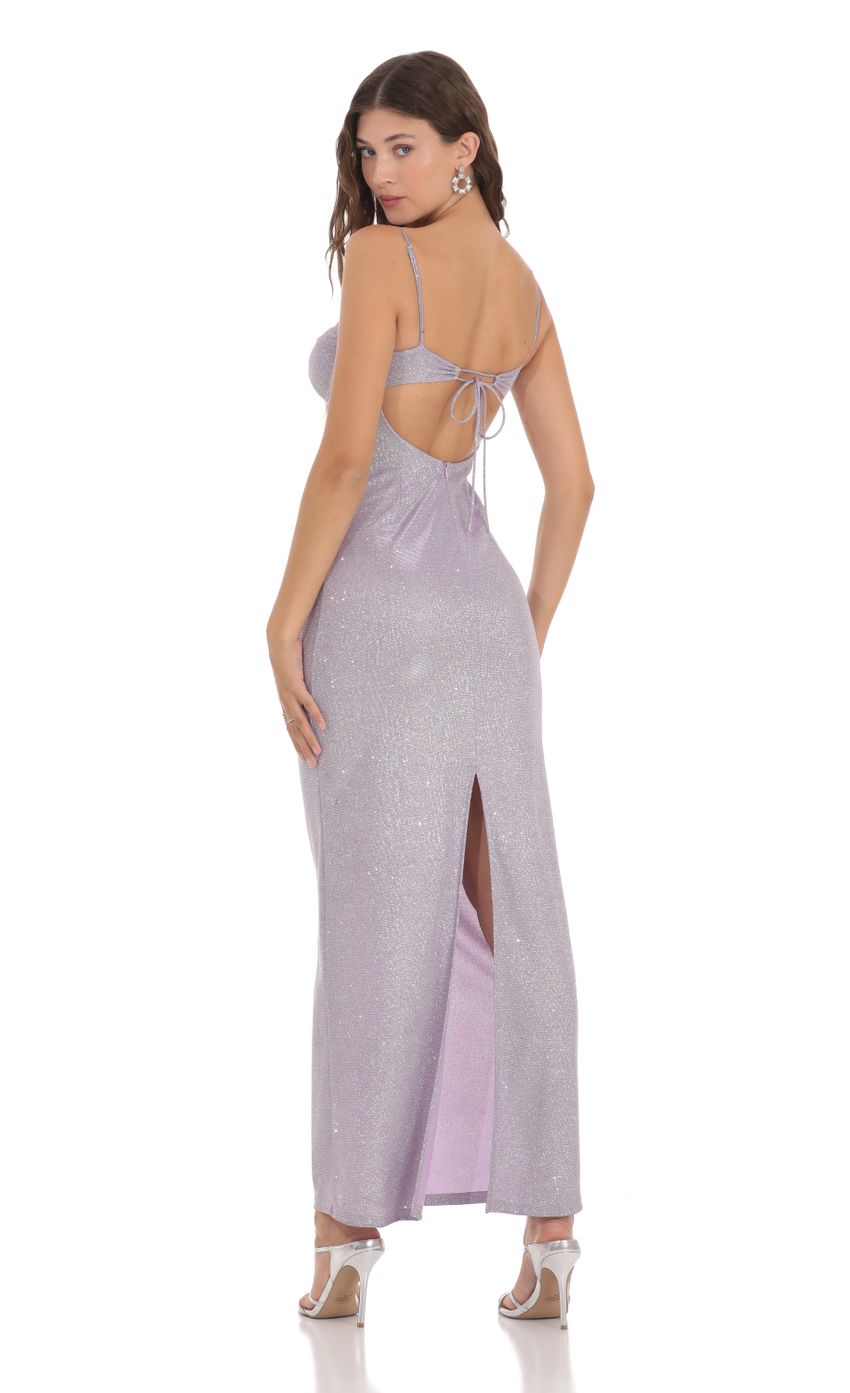Shimmer Back Slit Bodycon Dress in Lavender - luluinthesky