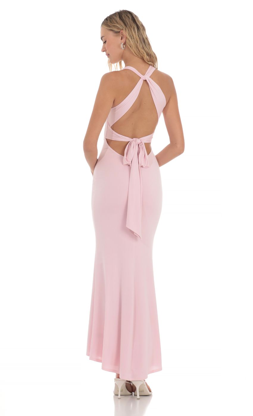 Twist V-Neck Maxi Dress in Pink - luluinthesky