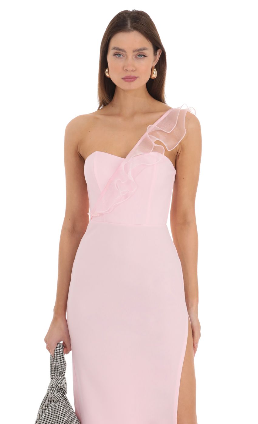 Corset Cross One Shoulder Dress in Pink - luluinthesky