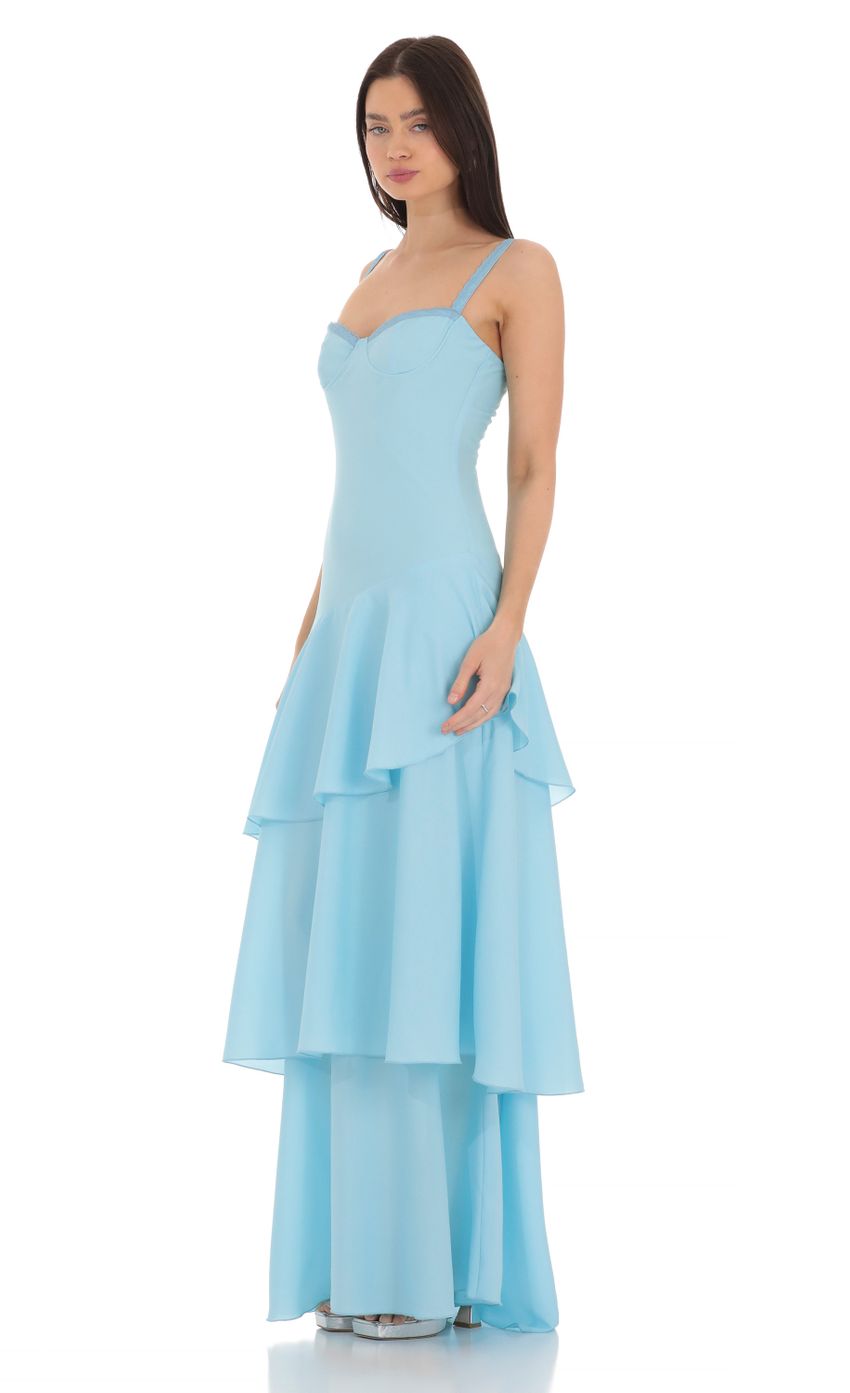 Long Ruffle Maxi Dress in Light Blue - luluinthesky
