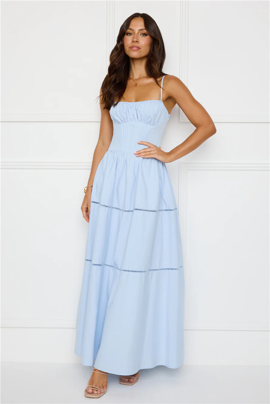 Chic At Sunset Maxi Dress Blue - luluinthesky