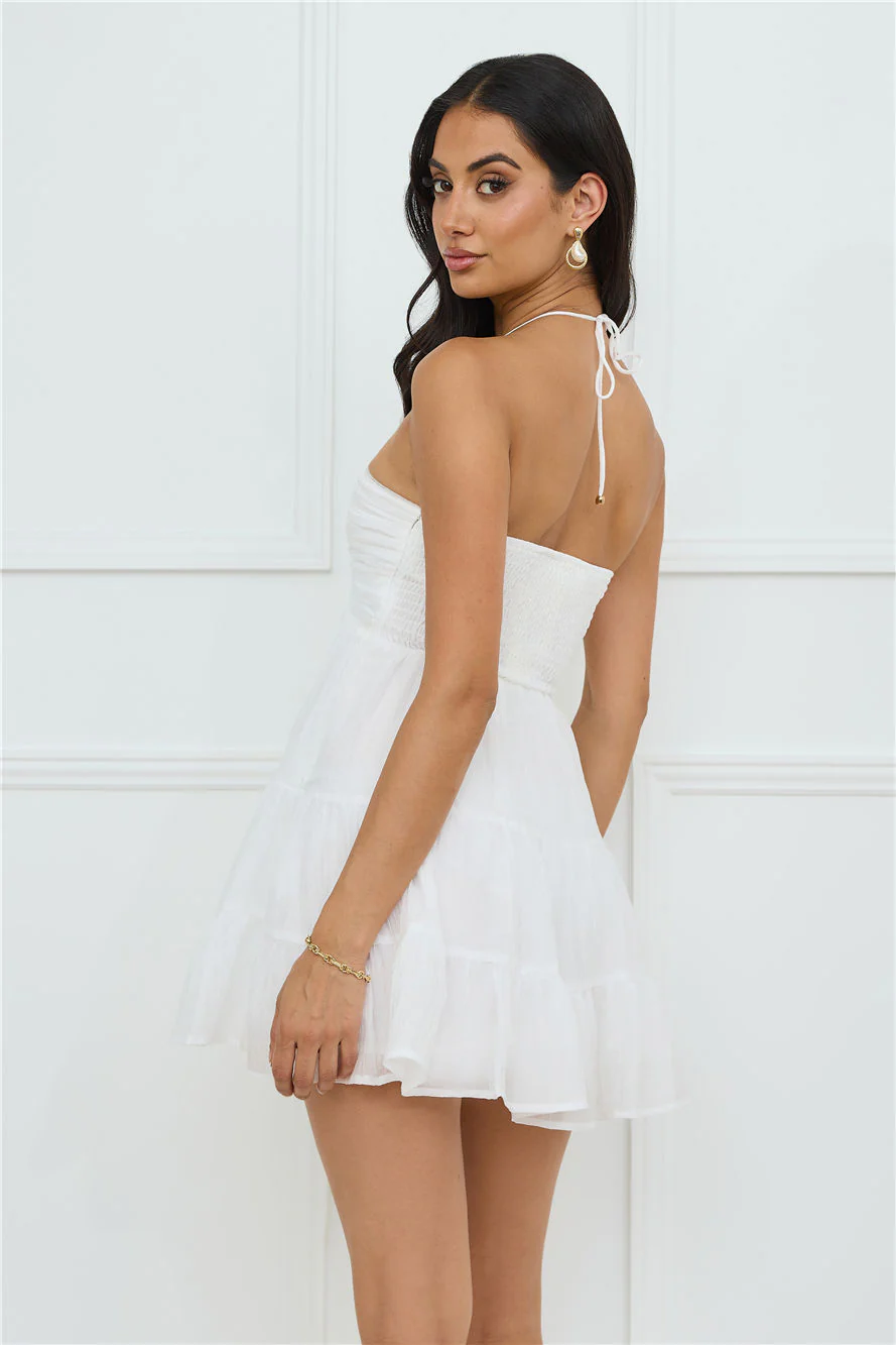 Styled For Sunsets Halter Mini Dress White - luluinthesky