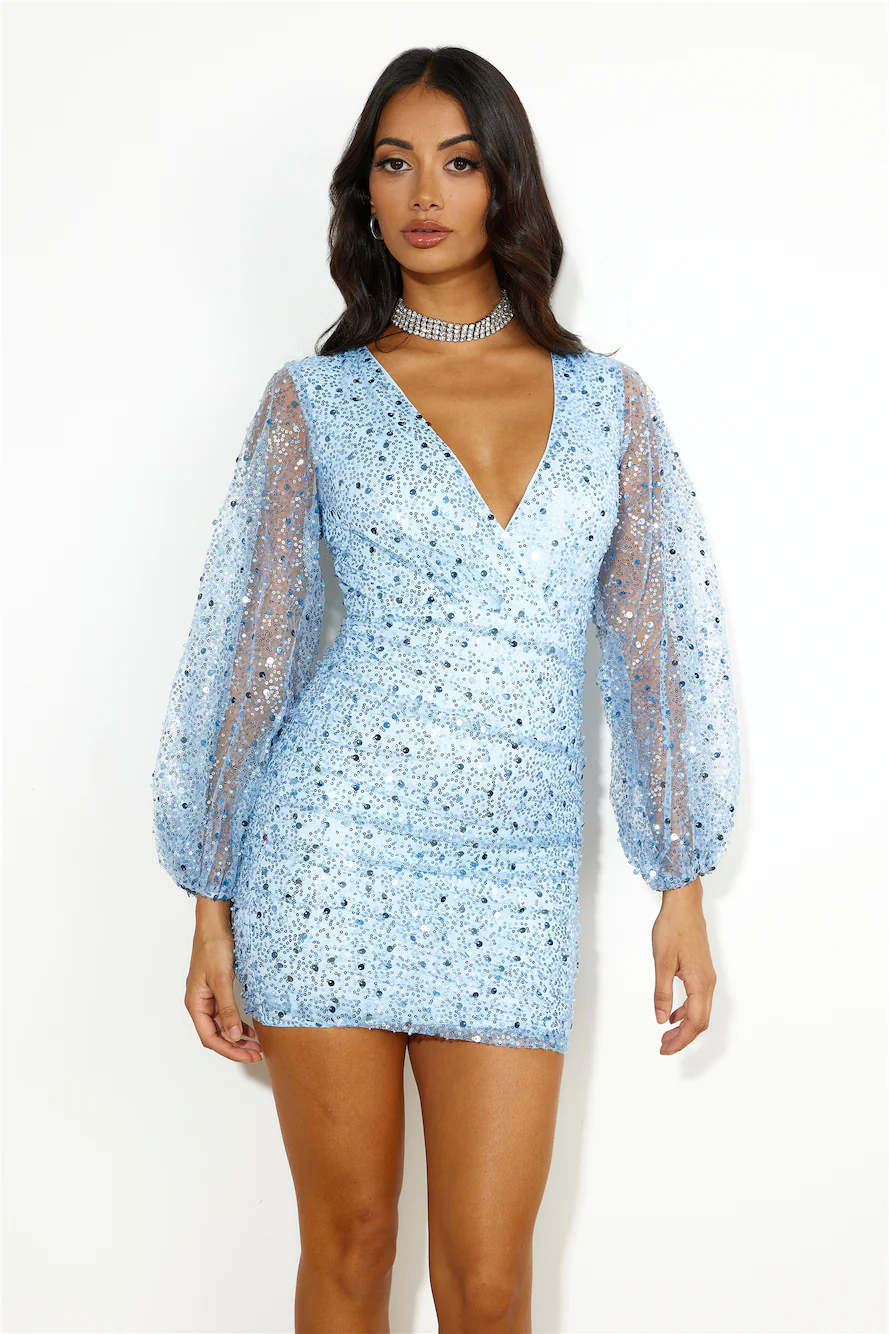 Queen Status Sequin Mini Dress Blue - luluinthesky