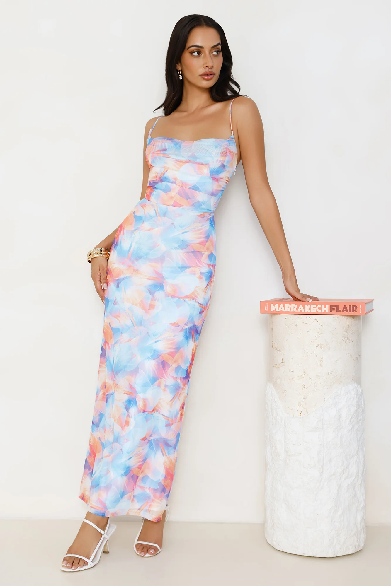 Vivid Daydream Mesh Maxi Dress Print - luluinthesky