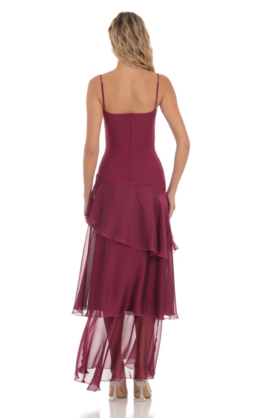 Long Ruffle Maxi Dress in Plum - luluinthesky