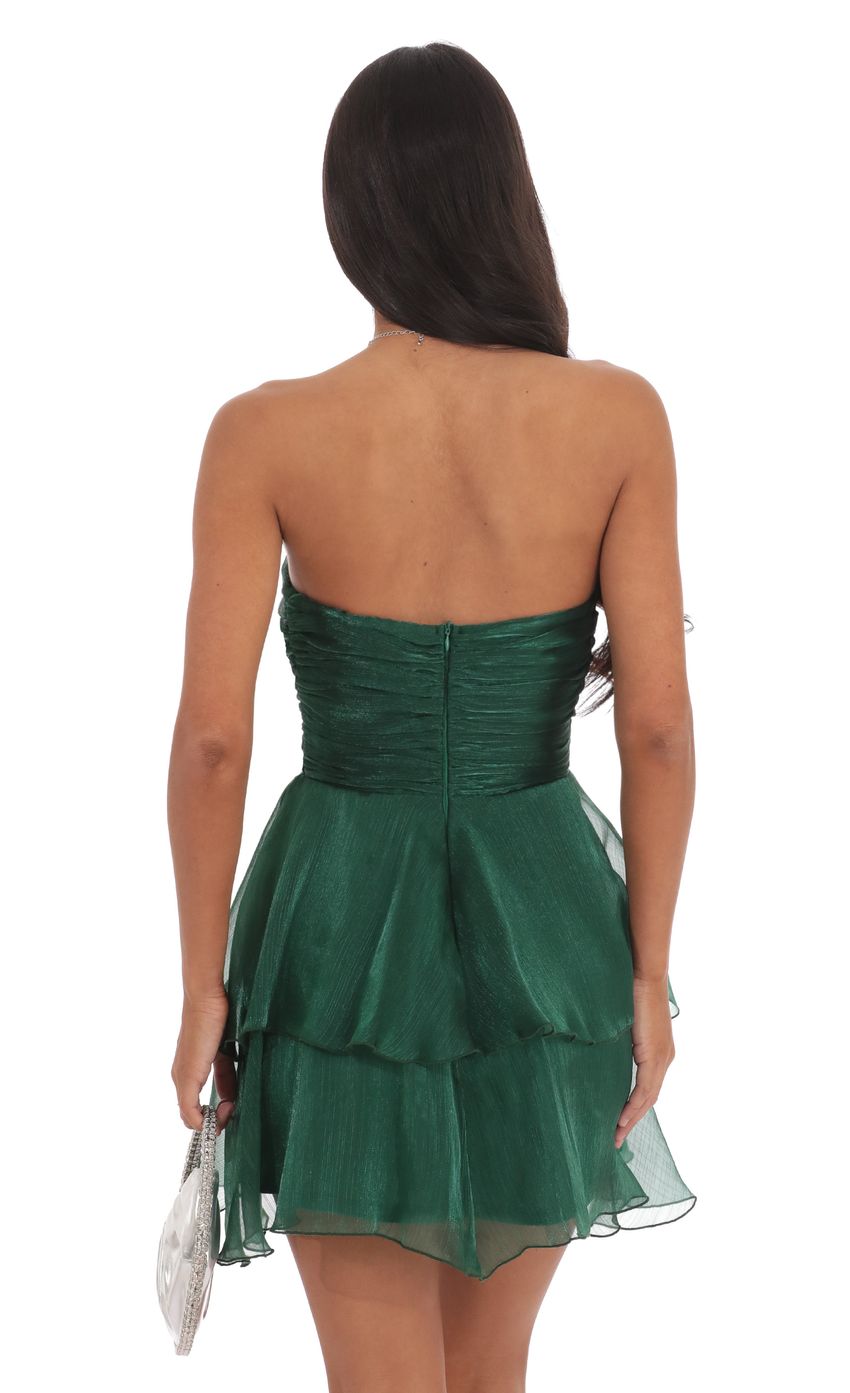Petal Ruffle Strapless Dress in Green - luluinthesky