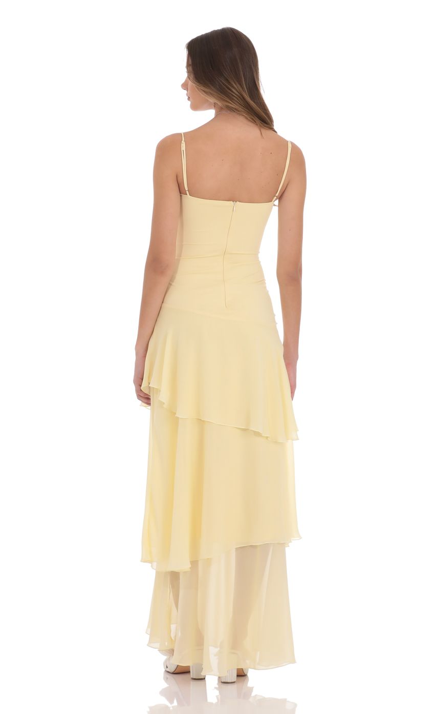 Long Ruffle Maxi Dress in Yellow - luluinthesky