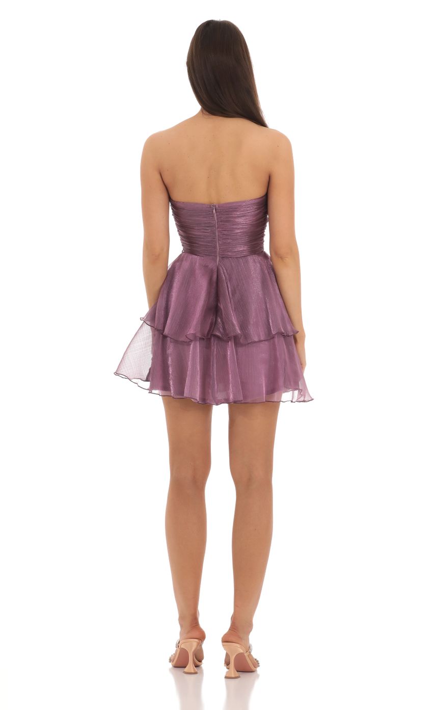 Petal Ruffle Strapless Dress in Purple - luluinthesky