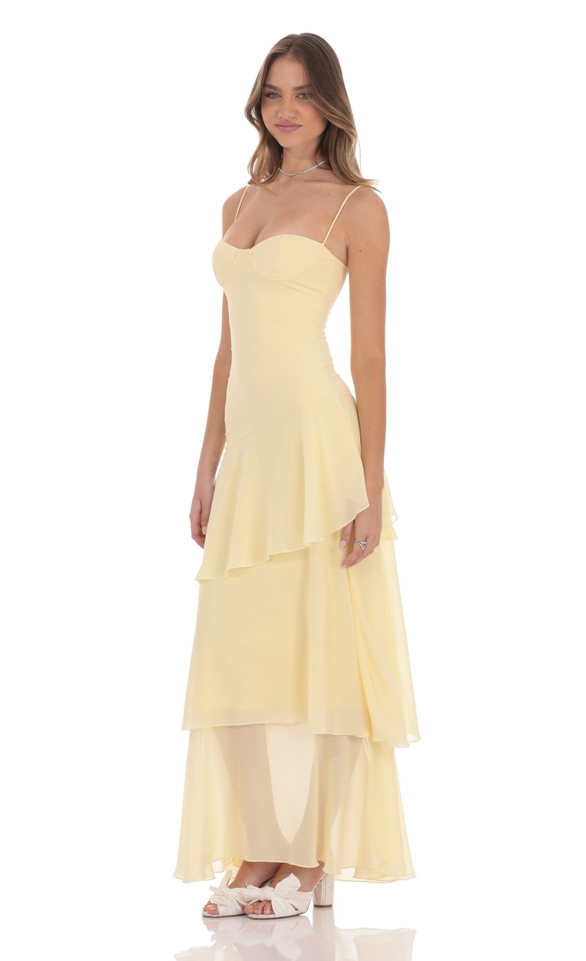 Long Ruffle Maxi Dress in Yellow - luluinthesky